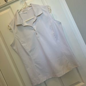 NIKE FitDry White Sleeveless Golf Polo Shirt Size L (12-14)